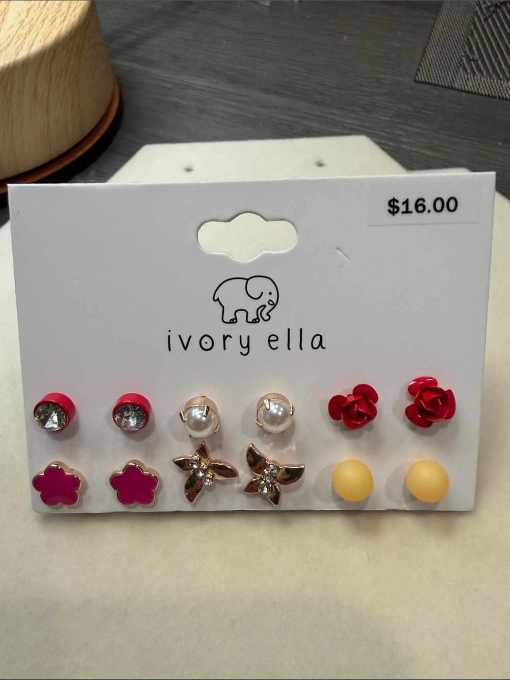 ivory ella Pink, Red & Yellow Kids Earring Set